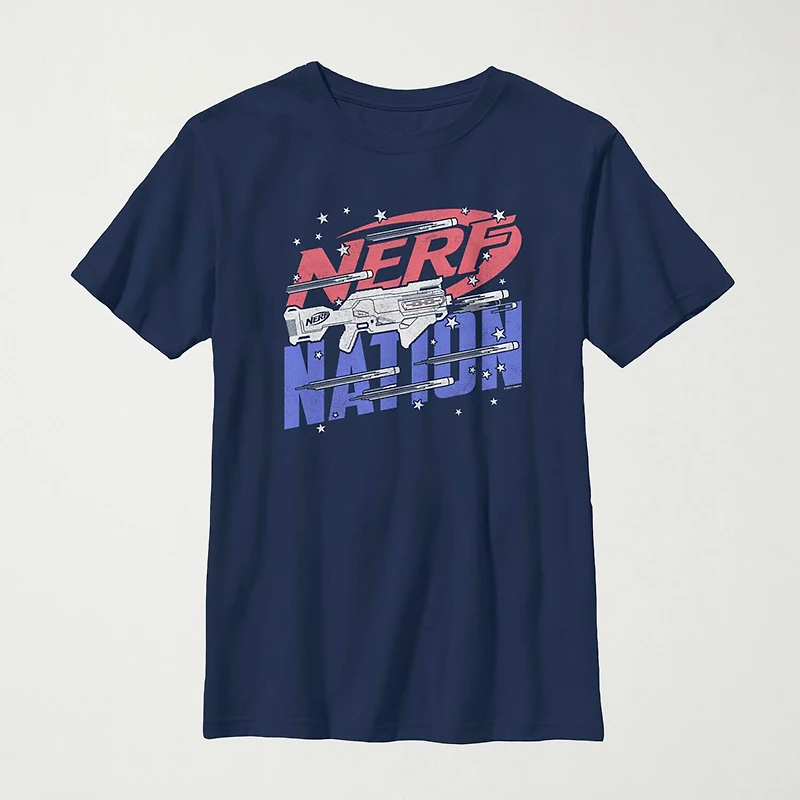 Nerf Little & Big Kid Boys Crew Neck Short Sleeve Regular Fit Graphic T-Shirt