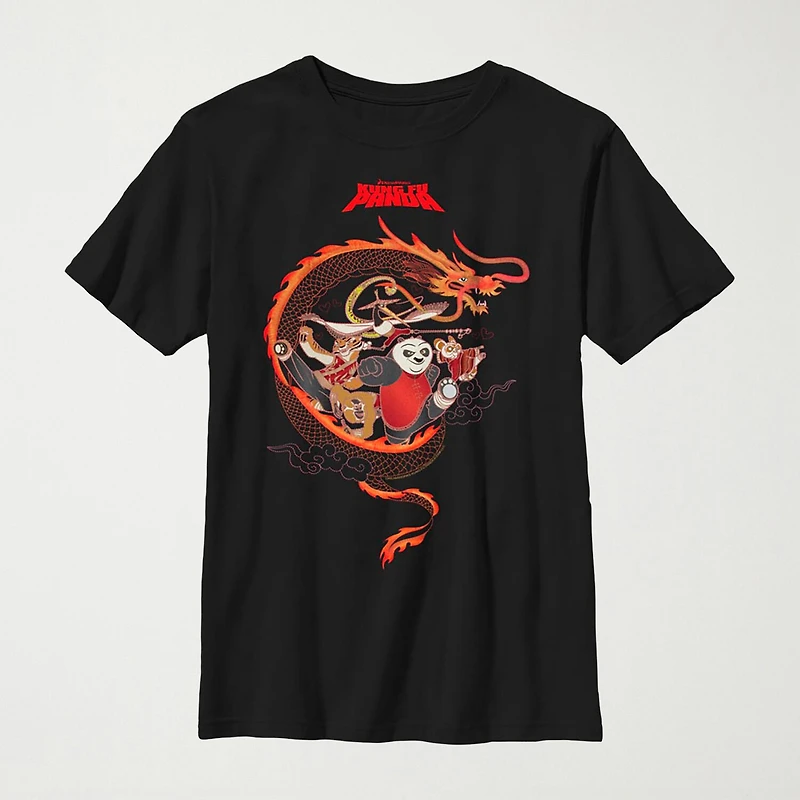 Kung Fu Panda Little & Big Kid Boys Crew Neck Short Sleeve Regular Fit Graphic T-Shirt