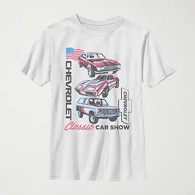 Chevrolet Little & Big Kid Boys Crew Neck Short Sleeve Flag Regular Fit Graphic T-Shirt