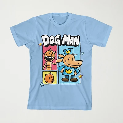 Dog Man Little & Big Kid Boys Crew Neck Short Sleeve Regular Fit Graphic T-Shirt