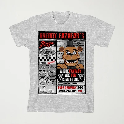 Little & Big Kid Boys Crew Neck Short Sleeve Loose Fit Five Nights at Freddys Graphic T-Shirt