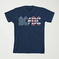 Little & Big Kid Boys Crew Neck Short Sleeve Flag Loose Fit AC/DC Graphic T-Shirt
