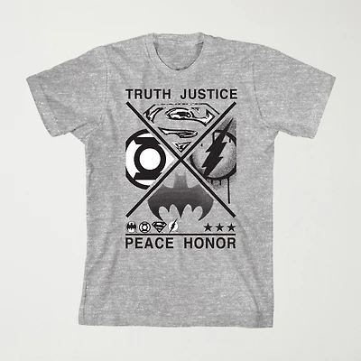 Little & Big Kid Boys Crew Neck Short Sleeve Loose Fit Justice League Graphic T-Shirt