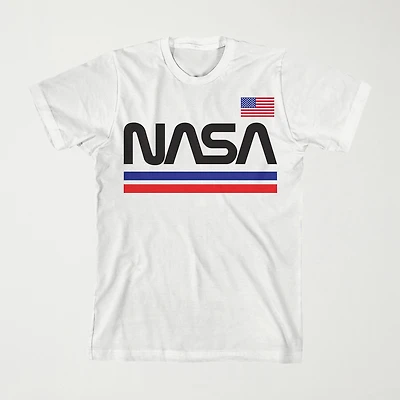 Little & Big Kid Boys Crew Neck Short Sleeve Flag Loose Fit NASA Graphic T-Shirt