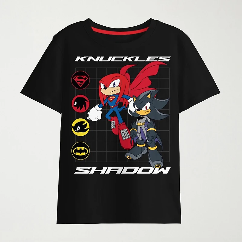 Knuckles Shadow Little & Big Kid Boys Crew Neck Short Sleeve Regular Fit Sonic the Hedgehog Graphic T-Shirt