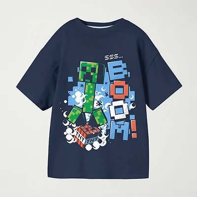 Little & Big Kid Boys Crew Neck Short Sleeve Oversized Minecraft Graphic T-Shirt