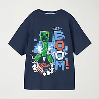 Little & Big Kid Boys Crew Neck Short Sleeve Oversized Minecraft Graphic T-Shirt