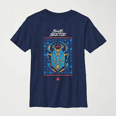 Little & Big Kid Boys Crew Neck Short Sleeve Regular Fit Blue Beetle Graphic T-Shirt