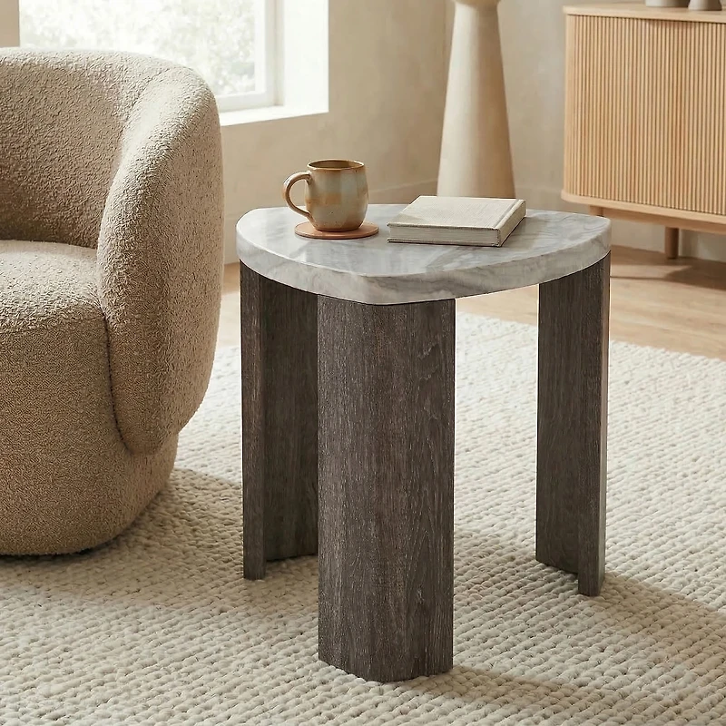 Furniture of America™ Umber Triangle Faux-Marble Top End Table