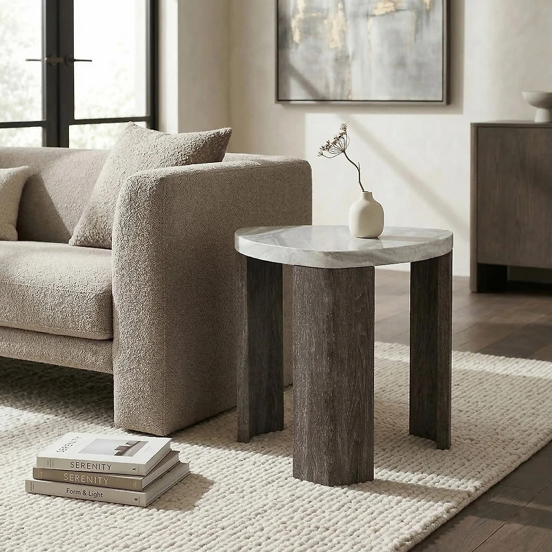 Furniture of America™ Umber Triangle Faux-Marble Top End Table