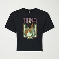 Tiana Art Deco Cropped Womens Juniors Crew Neck Short Sleeve Classic Fit Princess Graphic T-Shirt