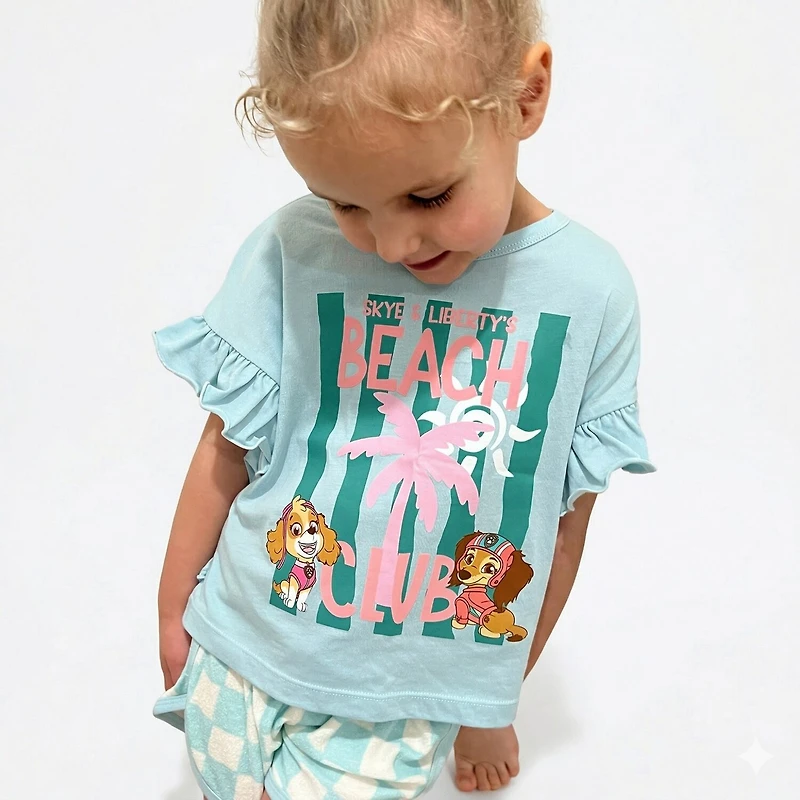 Grayson Little Toddler Girls Crew Neck Short Sleeve Regular Fit Paw Patrol Graphic T-Shirt
