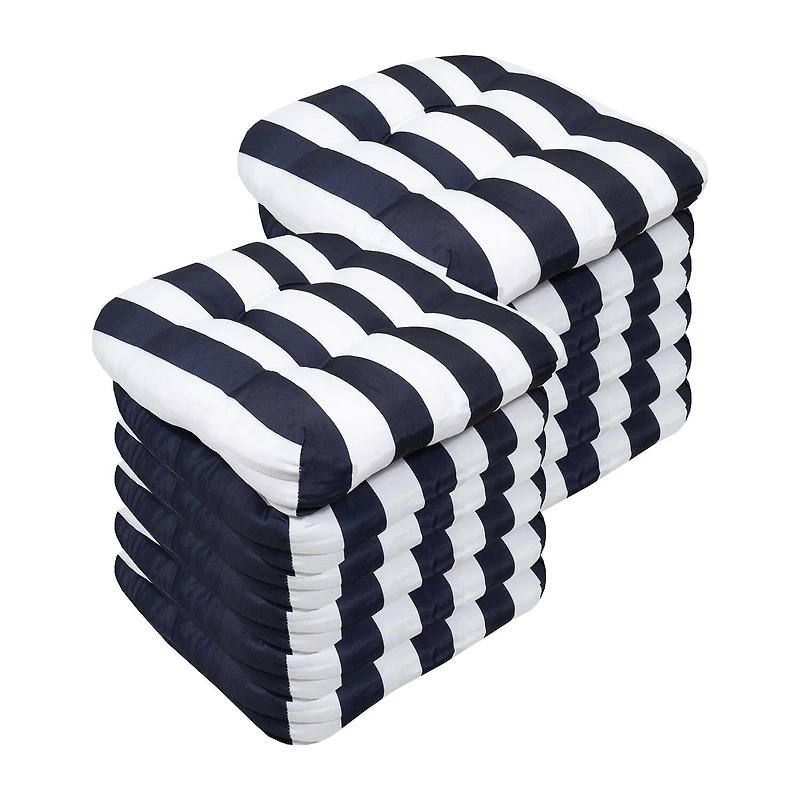 Sweet Home Collection™ Havana Stripe Patio Cushions Indoor/Outdoor Reversible Chair Pads Tufted 19" x