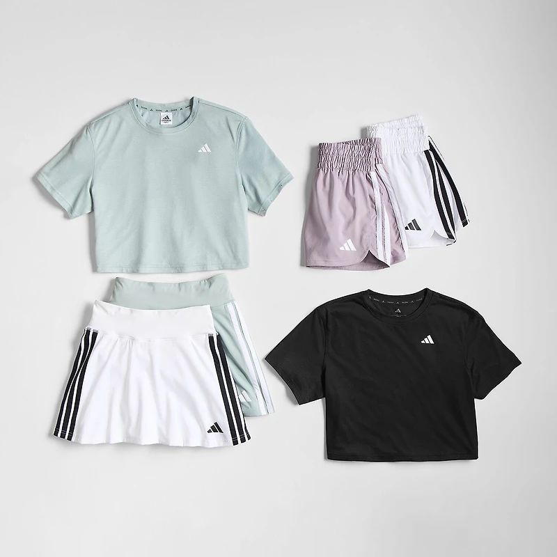 adidas Womens Crew Neck Short Sleeve Active Crop Top