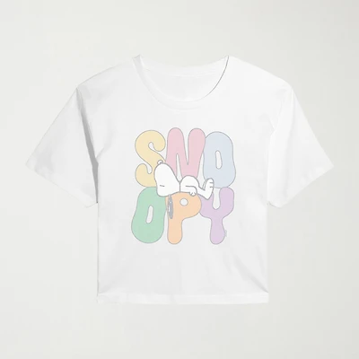Sleepy Womens Juniors Crew Neck Short Sleeve Classic Fit Peanuts Snoopy Graphic T-Shirt