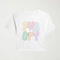 Sleepy Womens Juniors Crew Neck Short Sleeve Classic Fit Peanuts Snoopy Graphic T-Shirt