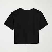 Ripped Logo Cropped Womens Juniors Crew Neck Short Sleeve Classic Fit Peanuts Snoopy Graphic T-Shirt