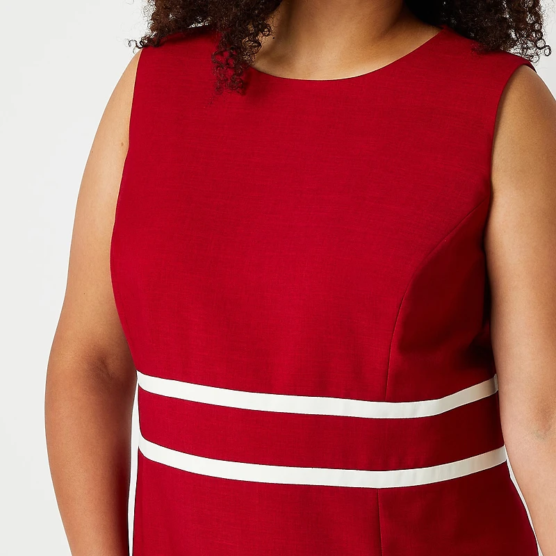 Black Label by Evan-Picone Womens Plus Crew Neck Sleeveless Sheath Dress