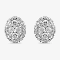 (G / I1) 1 CT. T.W. Lab Grown White Diamond 10K Gold 10.5mm Oval Stud Earrings