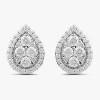 (G / I1) 1 CT. T.W. Lab Grown White Diamond 10K Gold 12mm Pear Stud Earrings