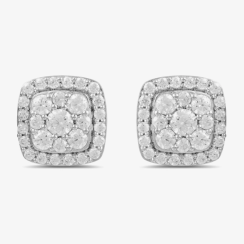 (G / I1) 1 CT. T.W. Lab Grown White Diamond 10K Gold 9.5mm Cushion Stud Earrings