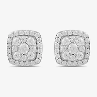 (G / I1) 1 CT. T.W. Lab Grown White Diamond 10K Gold 9.5mm Cushion Stud Earrings