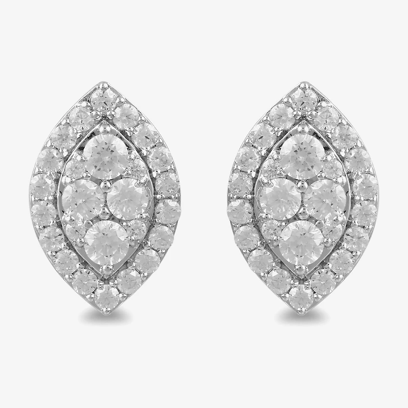 (G / I1) 1 CT. T.W. Lab Grown White Diamond 10K Gold 13mm Marquise Stud Earrings