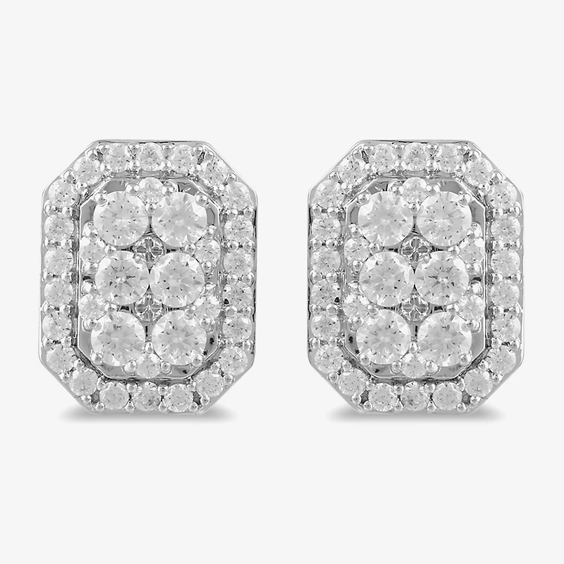 (G / I1) 1 CT. T.W. Lab Grown White Diamond 10K Gold 11.3mm Stud Earrings