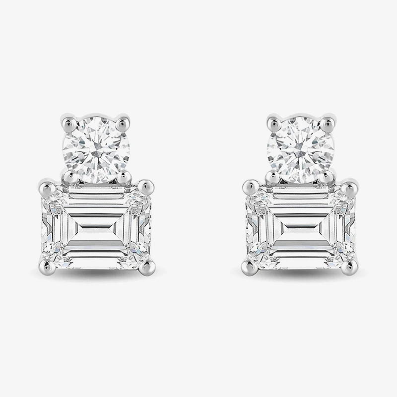 (F / Si2) 1 CT. T.W. Lab Grown White Diamond 10K Gold 6.7mm Stud Earrings