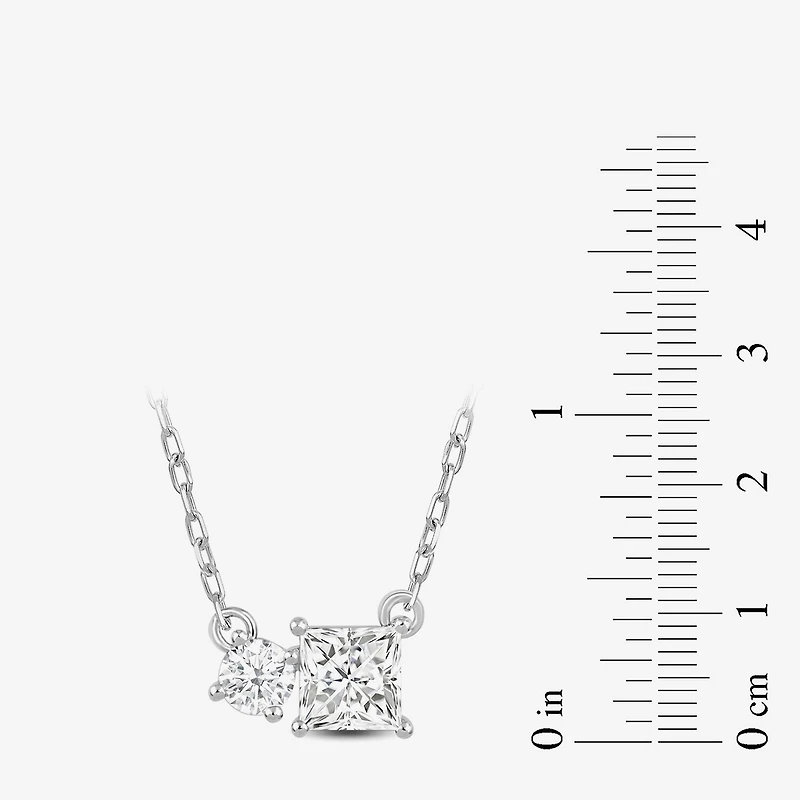 F / Si2) Womens 1/ CT. T.W. Lab Grown White Diamond 10K Gold 18 Inch Pendant Necklace