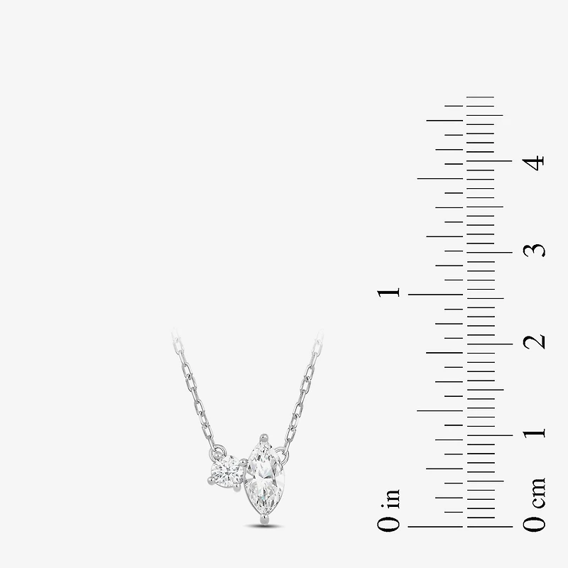 (F / Si2) Womens 1/2 CT. T.W. Lab Grown White Diamond 10K Gold 18 Inch Pendant Necklace
