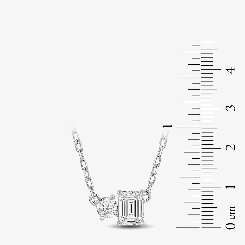 F / Si2) Womens 1/ CT. T.W. Lab Grown White Diamond 10K Gold 18 Inch Pendant Necklace