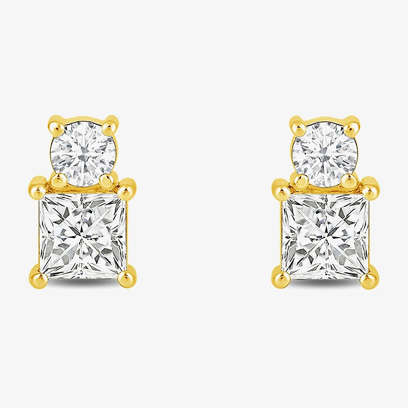 (F / Si2) 1 CT. T.W. Lab Grown White Diamond 10K Gold 7mm Stud Earrings