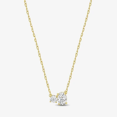 (F / Si2) Womens 1 CT. T.W. Lab Grown White Diamond 10K Gold 18 Inch Pendant Necklace