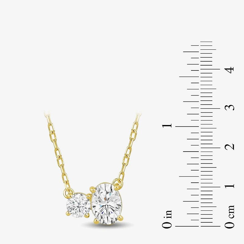 (F / Si2) Womens 1 CT. T.W. Lab Grown White Diamond 10K Gold 18 Inch Pendant Necklace