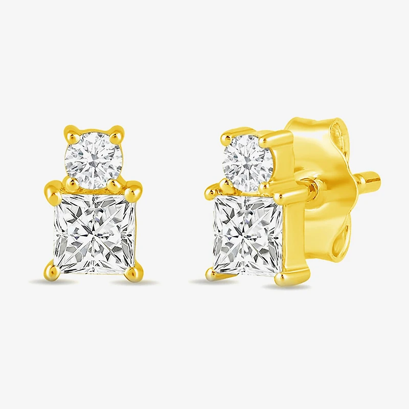 (F / Si2) 1/2 CT. T.W. Lab Grown White Diamond 10K Gold 5.6mm Stud Earrings