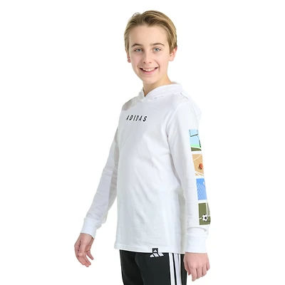 adidas Big Kid Boys Hooded Long Sleeve Regular Fit Graphic T-Shirt