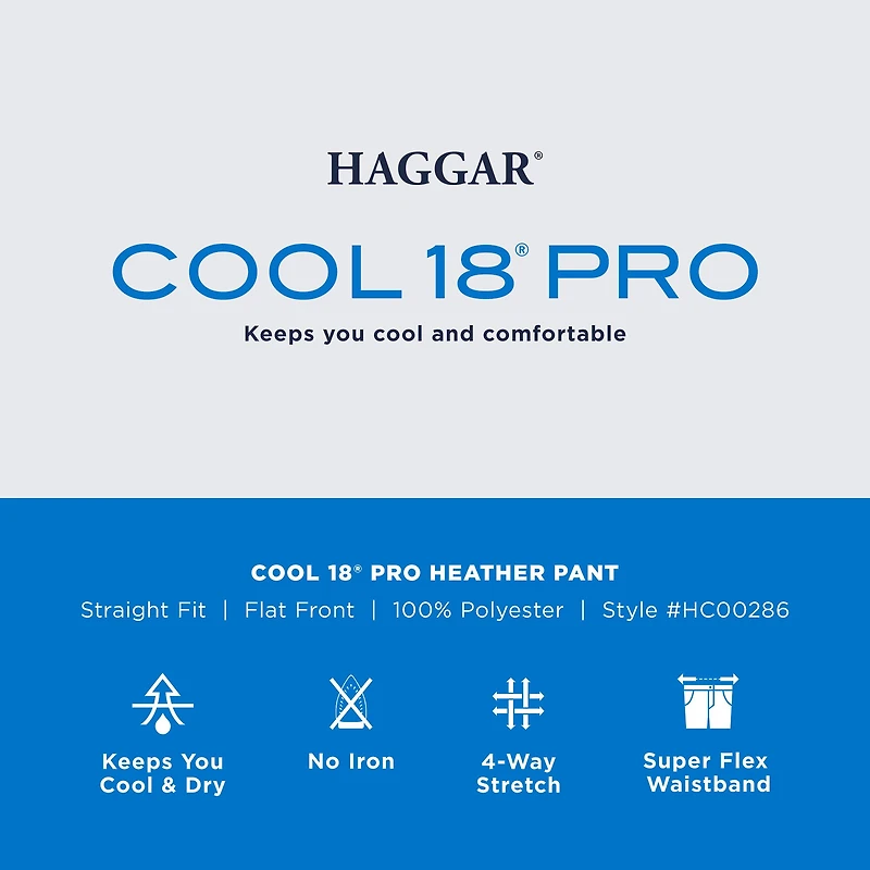 Haggar Cool 18 Pro Mens Straight Fit Flat Front Pant