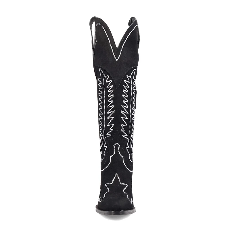 Dingo Womens Double Take Suede Leather Boot Stacked Heel Cowboy Boots