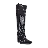 Dingo Womens Double Take Suede Leather Boot Stacked Heel Cowboy Boots