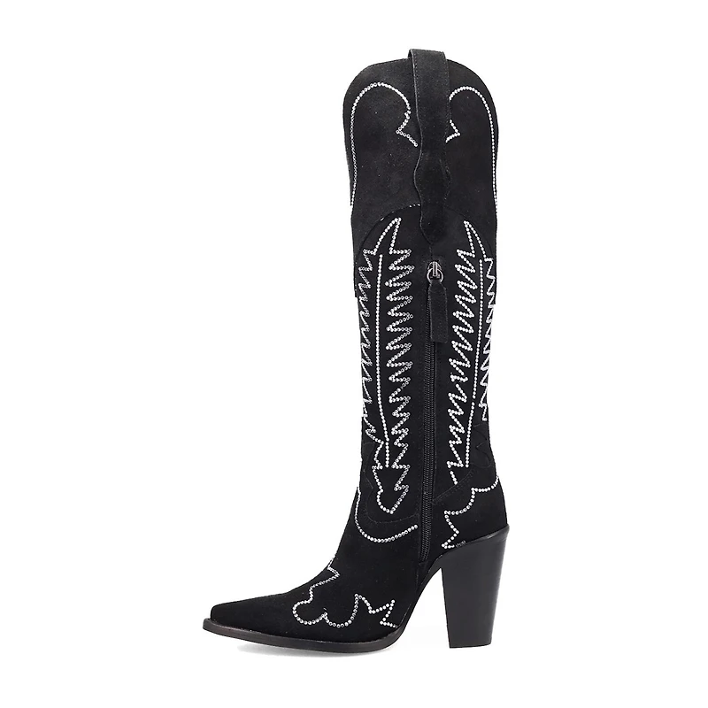 Dingo Womens Double Take Suede Leather Boot Stacked Heel Cowboy Boots