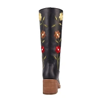 Dingo Womens Bloom Leather Boot Block Heel Cowboy Boots