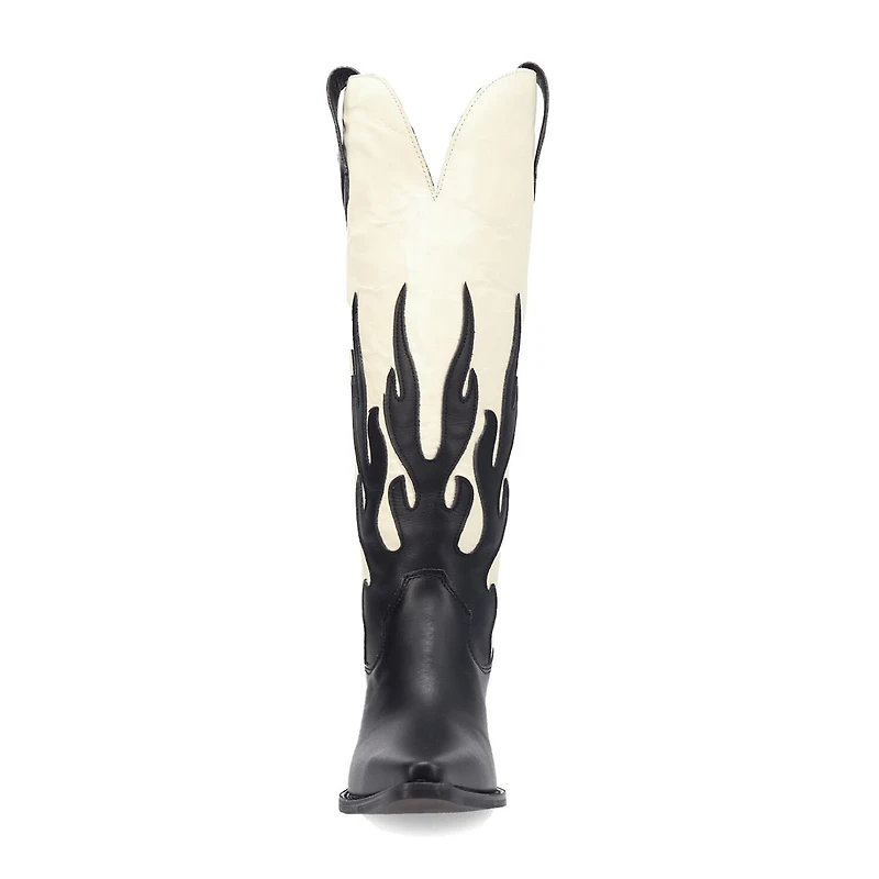 Dingo Womens Burnin' Love Leather Boot Block Heel Cowboy Boots