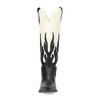 Dingo Womens Burnin' Love Leather Boot Block Heel Cowboy Boots
