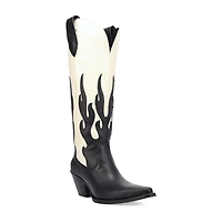 Dingo Womens Burnin' Love Leather Boot Block Heel Cowboy Boots