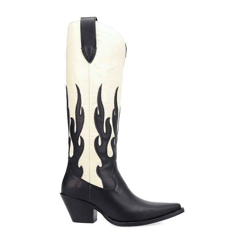 Dingo Womens Burnin' Love Leather Boot Block Heel Cowboy Boots