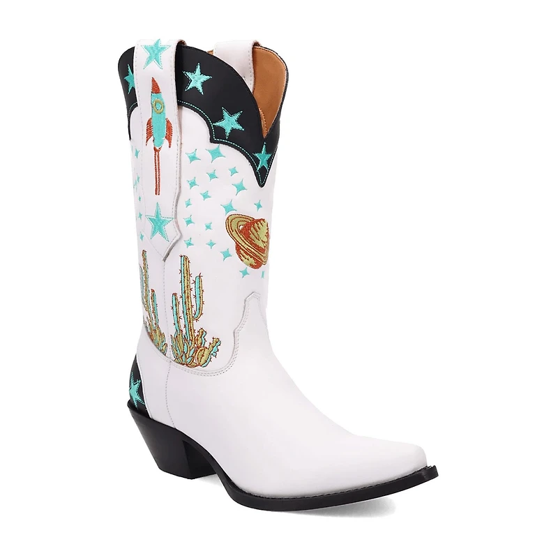 Dingo Womens Space Cowgirl Leather Boot Block Heel Cowboy Boots