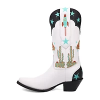 Dingo Womens Space Cowgirl Leather Boot Block Heel Cowboy Boots