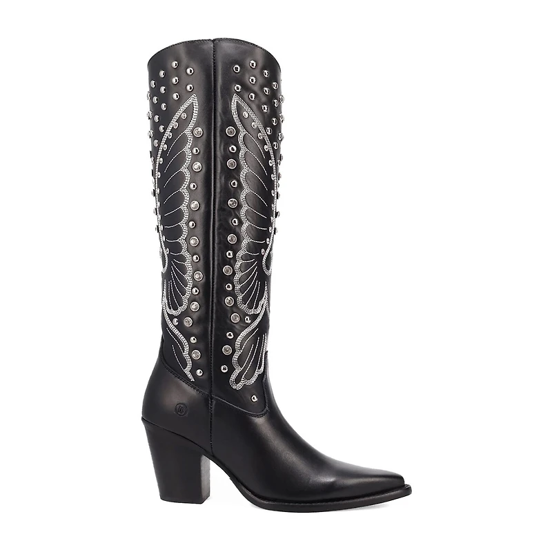 Dingo Womens Diamonds Forever Leather Boot Block Heel Cowboy Boots