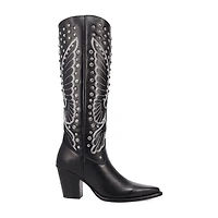 Dingo Womens Diamonds Forever Leather Boot Block Heel Cowboy Boots